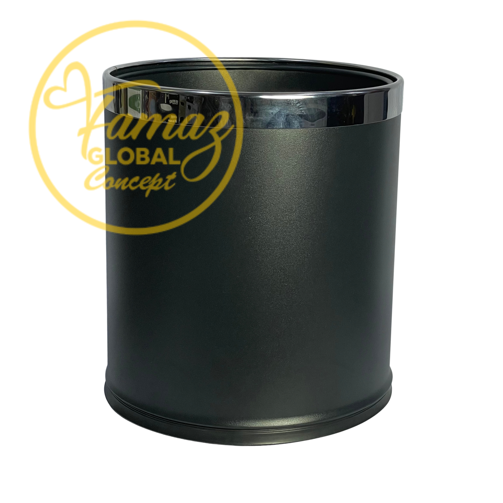 black metallic trash can